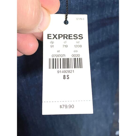 Express Jeans Legging Mid Rise Stretch Dark Wash Denim Womens 8S 8 Short NWT - Picture 8 of 13